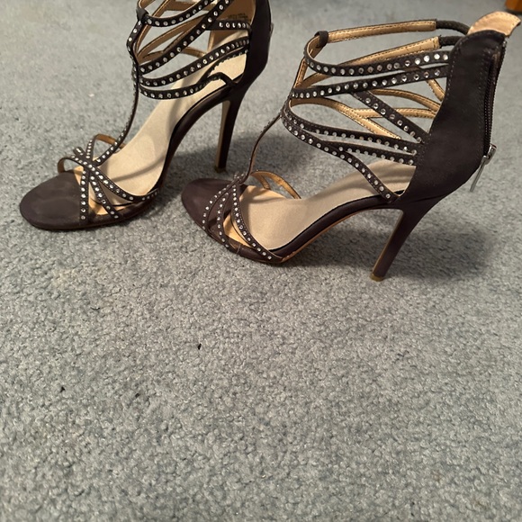 Audrey Brooke Shoes - Audrey Brooke- Grey rhinestone heels-worn once. Heel cushions added.  5 “ heel.